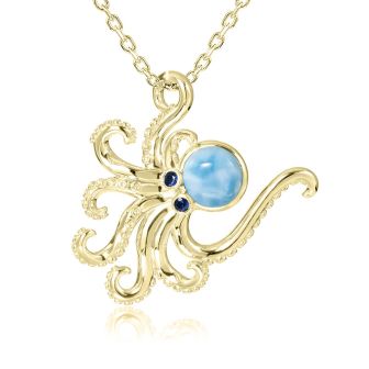 14K YG Larimar Pendant
