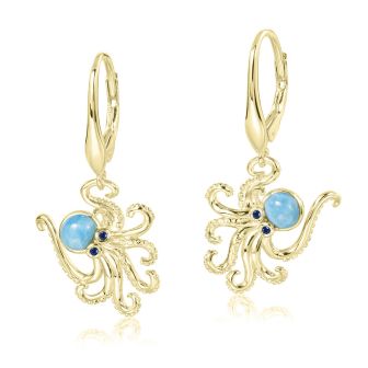 14K YG Larimar Earrings