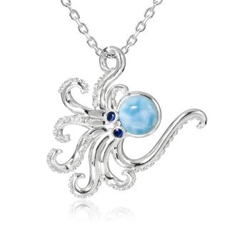 SS 925 Larimar Octopus Pendant