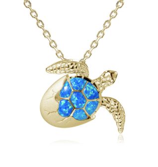 14KY Opal Hatching Turtle Pendant
