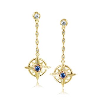 14K YP 2T Compass Earrings