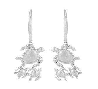 SS 925 Mom and Baby Turtle Earrings