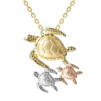 14K Mom and Baby Turtle pendant YWP