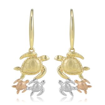 14KY Ohana Turtle Earrings