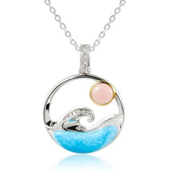 SS 925 14KY Larimar Pendant