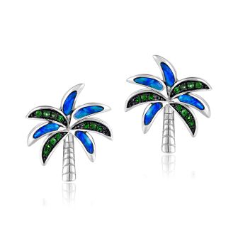 SS 925 Opal Palm Tree Earrings