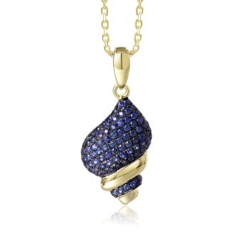 14K YG Sapphire Conch Shell Pendant