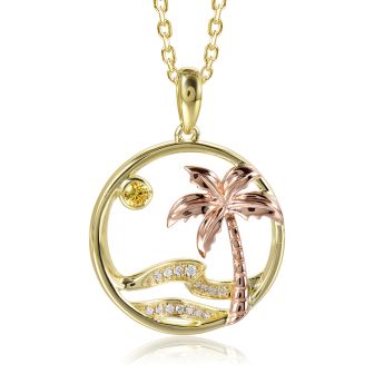 14K PY Palm Tree Pendant