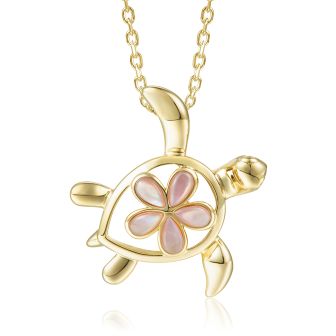 14KY MOP P Turtle Pendant