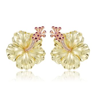 14K YP Hibiscus Earrings