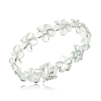 SS 925 Plumeria Bracelet 7.5 IN