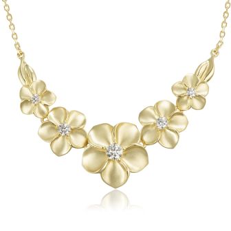 14KY Plumeria Necklace SZ 17+1
