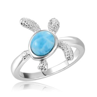 SS 925 Larimar Turtle Ring