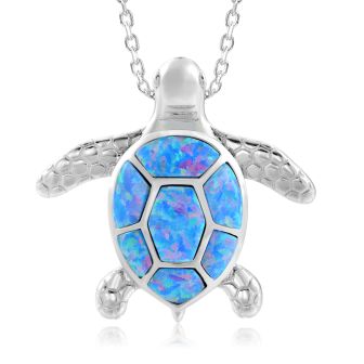 SS 925 Opal Turtle Pendant
