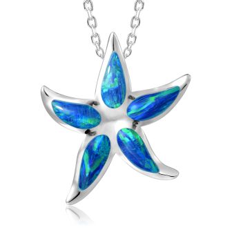 SS 925 GR Opal Starfish Pendant