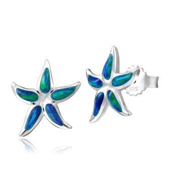 SS 925 GR Opal Starfish Earrings