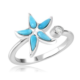 SS 925 Larimar Starfish Ring