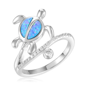 SS 925 Opal Honu Ring