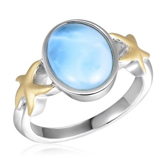 SS 925/14KY Larimar Starfish Ring