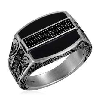 SS 925 Onyx BD Ring
