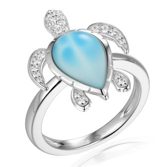 SS 925 Larimar Turtle Ring