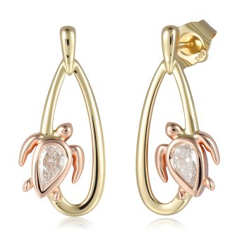 14KYP Turtle Pear LD Drop Earrings