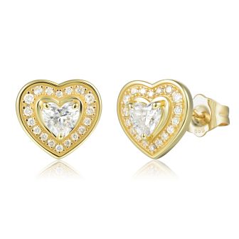 14KYG LD Heart Halo Stud Earrings