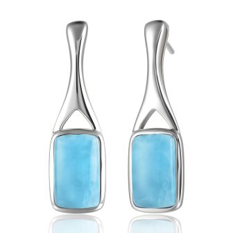 SS 925 Larimar Rectangle Drop Earrings