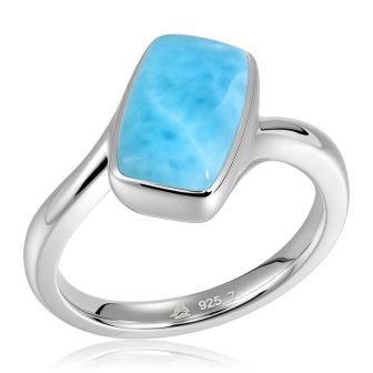 SS 925 Larimar Rectangle Ring