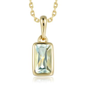 14KYG Green Amethyst Rectangle Pendant