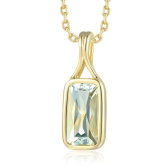 14KYG Green Amethyst Rectangle Pendant
