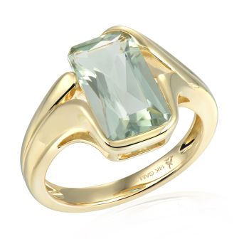 14KYG Green Amethyst Twisted Bypass Ring