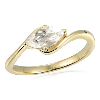 14KYG Marquise White Stone Bypass Ring