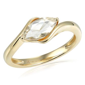 14KYG Round White Stone Bypass Ring