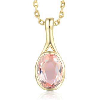 14KYG Morganite Oval Wave Pendant