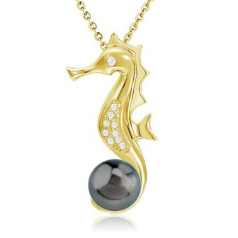 14KY Seahorse Tahitian Pendant