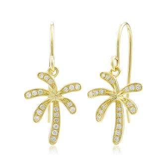 14K YG Palm Tree Earrings hook