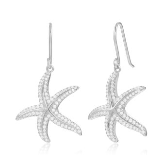 SS Pave CZ Starfish Earrings