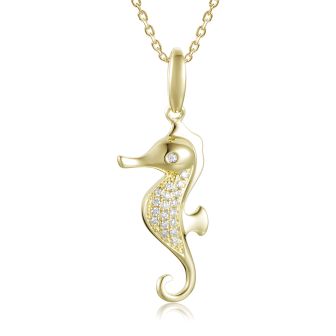 14KYG Seahorse Pendant