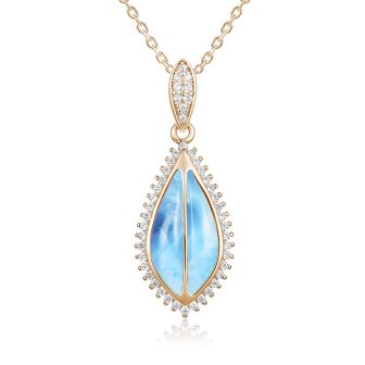 14K PG Leaf Pendant