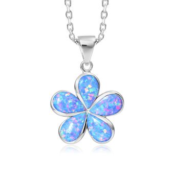 SS Opal Plumeria Pendant
