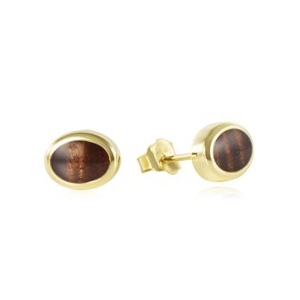 14KY Stud Earrings - Koa Wood