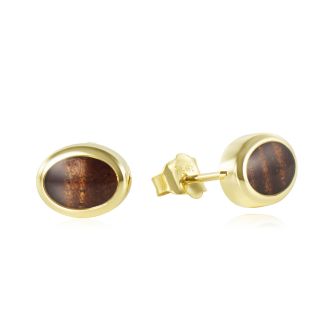 14KY Stud Earrings - Koa Wood