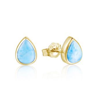 14KY Larimar Stud Earrings