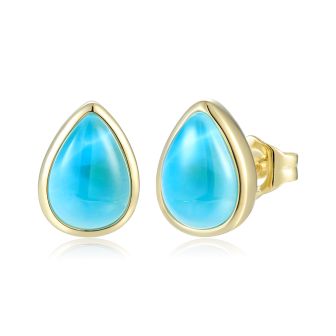 14KY Larimar Stud Earrings