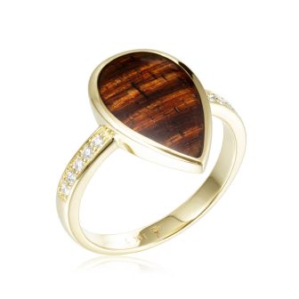 14K YG Koa Wood Ring