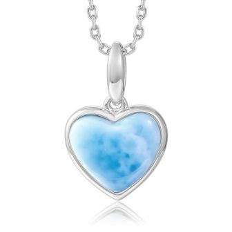 14KW Larimar Heart Pendant