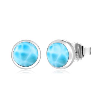 14K WG Larimar Earrings 10mm
