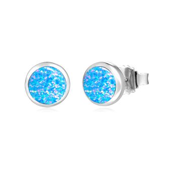SS 925 Opal Stud Earrings 8mm （2 prs)