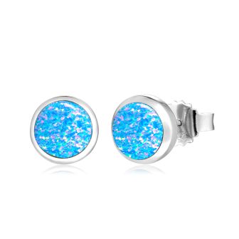 SS 925 Opal Stud Earrings 10mm （2 prs)